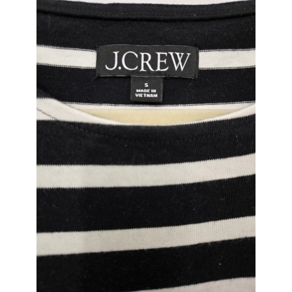 J.Crew Cap Sleeve Striped 100% Cotton Midi Dress Black/White Size S EUC - Picture 6 of 8